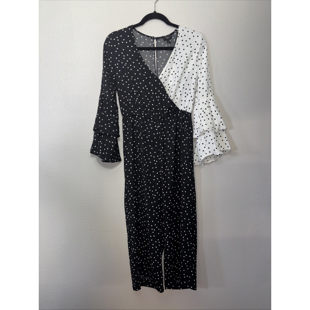 New River Island Romper Women's 10 Black & White Polkaā Dot Ruffle Sleeve Party